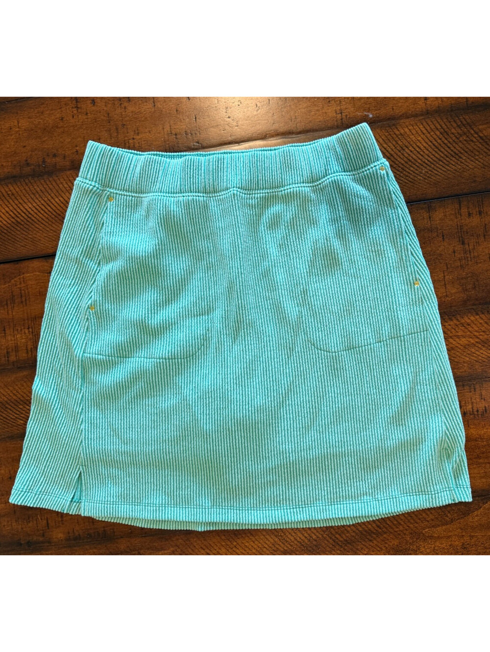 Sport Savvy Seersucker Pull On Skort Green Pockets QVC A638822 Size Medium